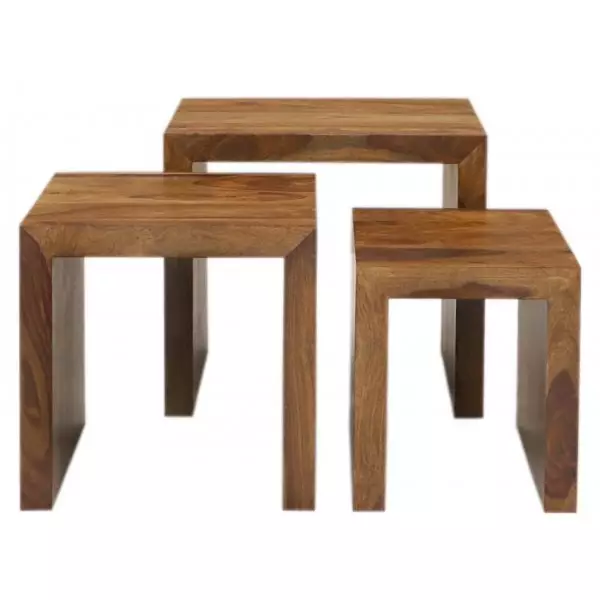 AMBA Side tables 3 pcs made of Indian solid sheesham wood - Image 2