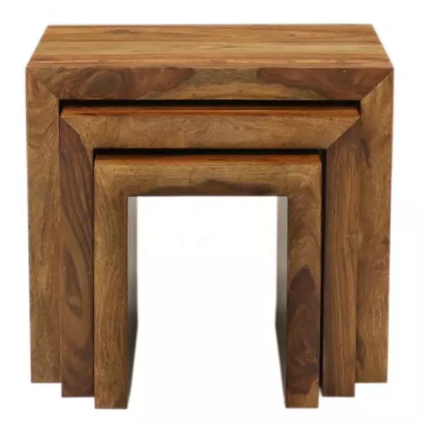 AMBA Side tables 3 pcs made of Indian solid sheesham wood - Image 4