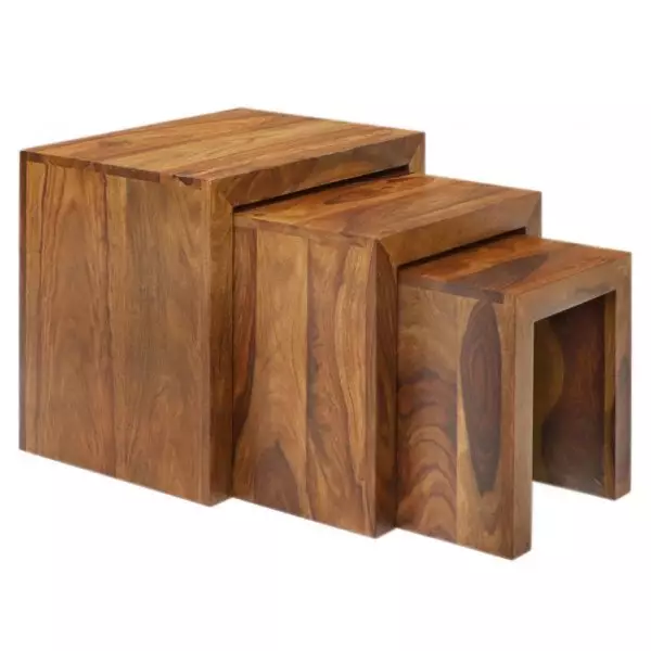 AMBA Side tables 3 pcs made of Indian solid sheesham wood