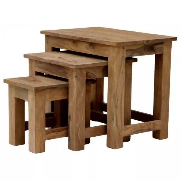 RAMI Side tables set of 3 Rami made of Indian solid sheesham wood - Image 4