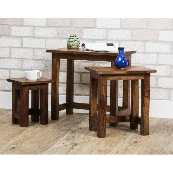 RAMI Side tables set of 3 Rami made of Indian solid sheesham wood