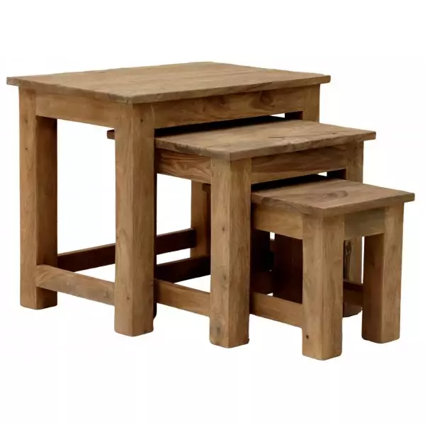 RAMI Side tables set of 3 Rami made of Indian solid sheesham wood - Image 2
