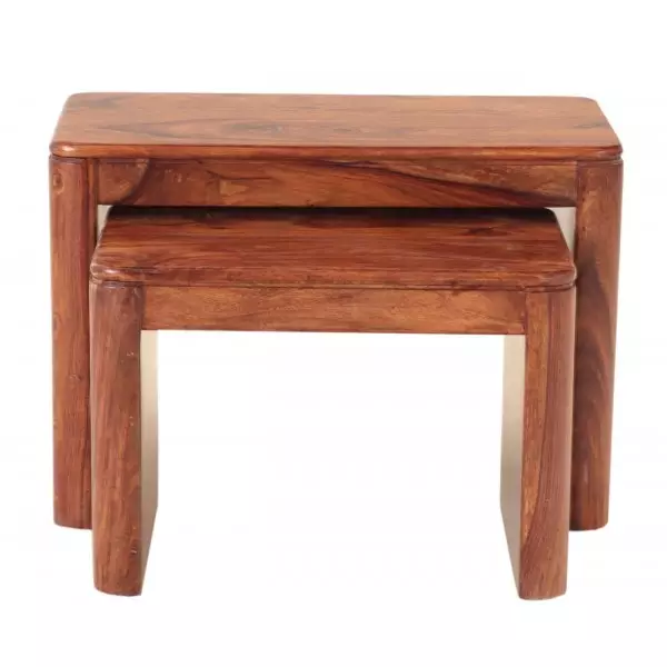 Tina Side tables set of 2 made of solid sheesham wood - Image 2
