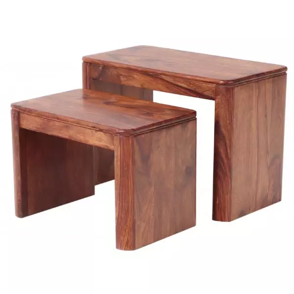 Tina Side tables set of 2 made of solid sheesham wood - Image 3