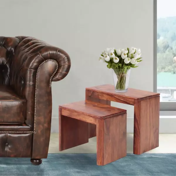 Tina Side tables set of 2 made of solid sheesham wood - Image 5