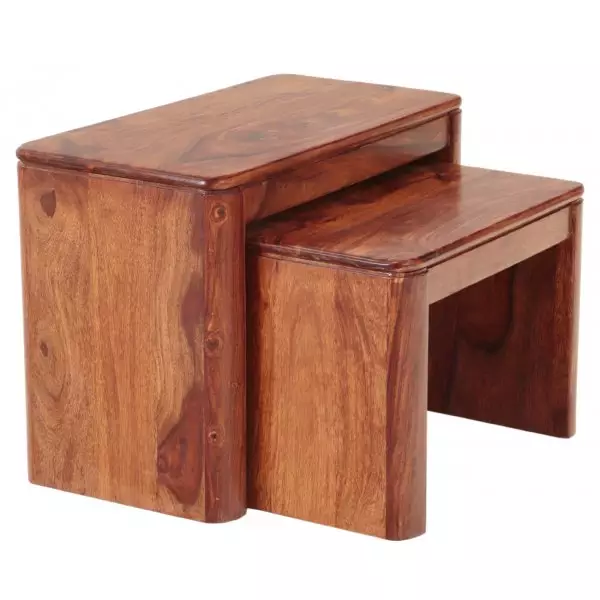 Tina Side tables set of 2 made of solid sheesham wood - Image 7