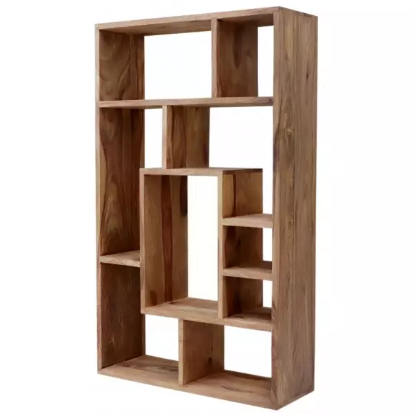 Rami Sheesham Wood Wide Room Divider Shelf | Solid Bookcase - Image 5