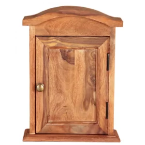 JALI Solid Sheesham Wood Key Cabinet / Key Box | 30 × 10 × 40 cm | Natural Finish | 9 Hook Key Organizer