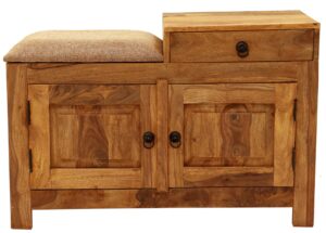 JALI Solid  Sheesham Wood Shoe Cabinet | 90 × 40 × 60 cm | Natural  | Elegant Hallway Storage