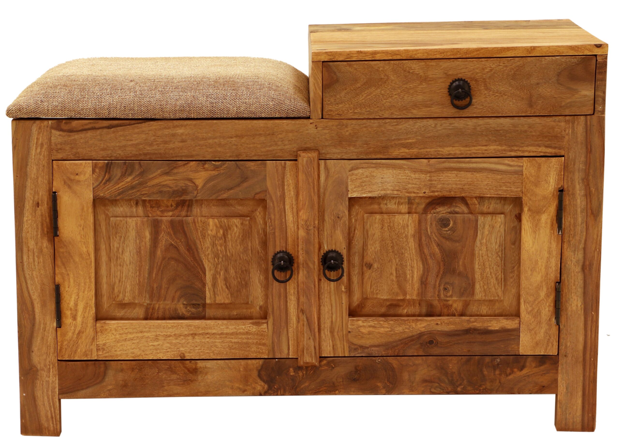 JALI Solid Sheesham Wood Shoe Cabinet | 90 × 40 × 60 cm | Natural | Elegant Hallway Storage