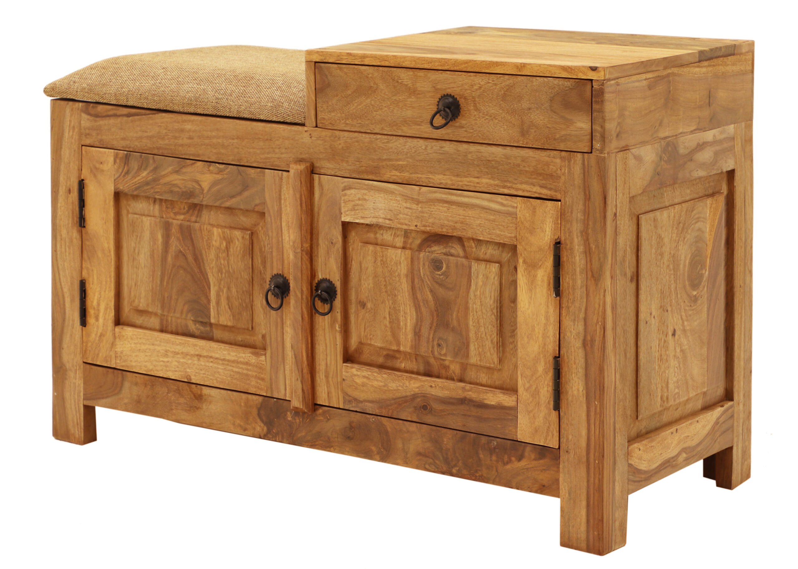 JALI Solid Sheesham Wood Shoe Cabinet | 90 × 40 × 60 cm | Natural | Elegant Hallway Storage - Image 2