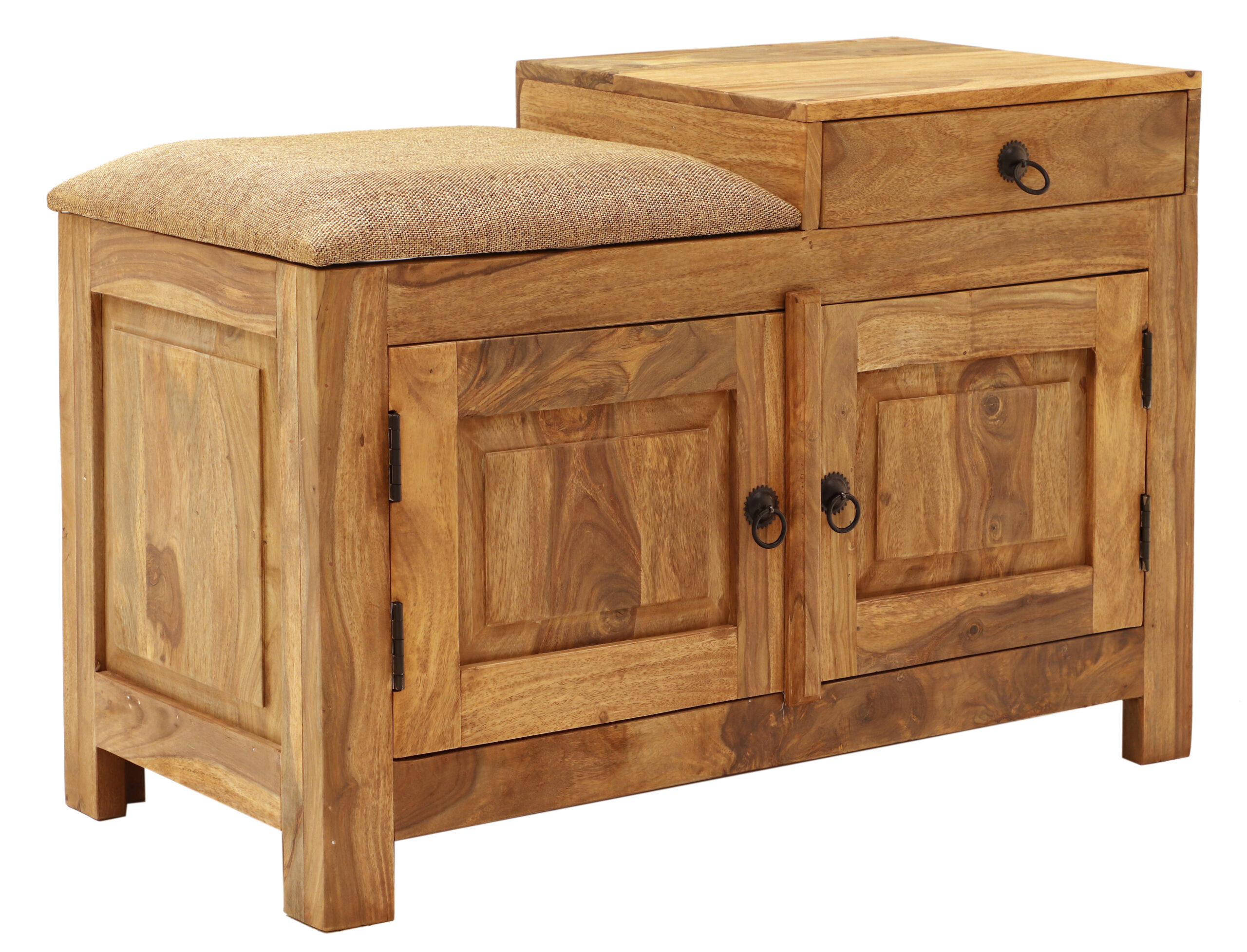 JALI Solid Sheesham Wood Shoe Cabinet | 90 × 40 × 60 cm | Natural | Elegant Hallway Storage - Image 3