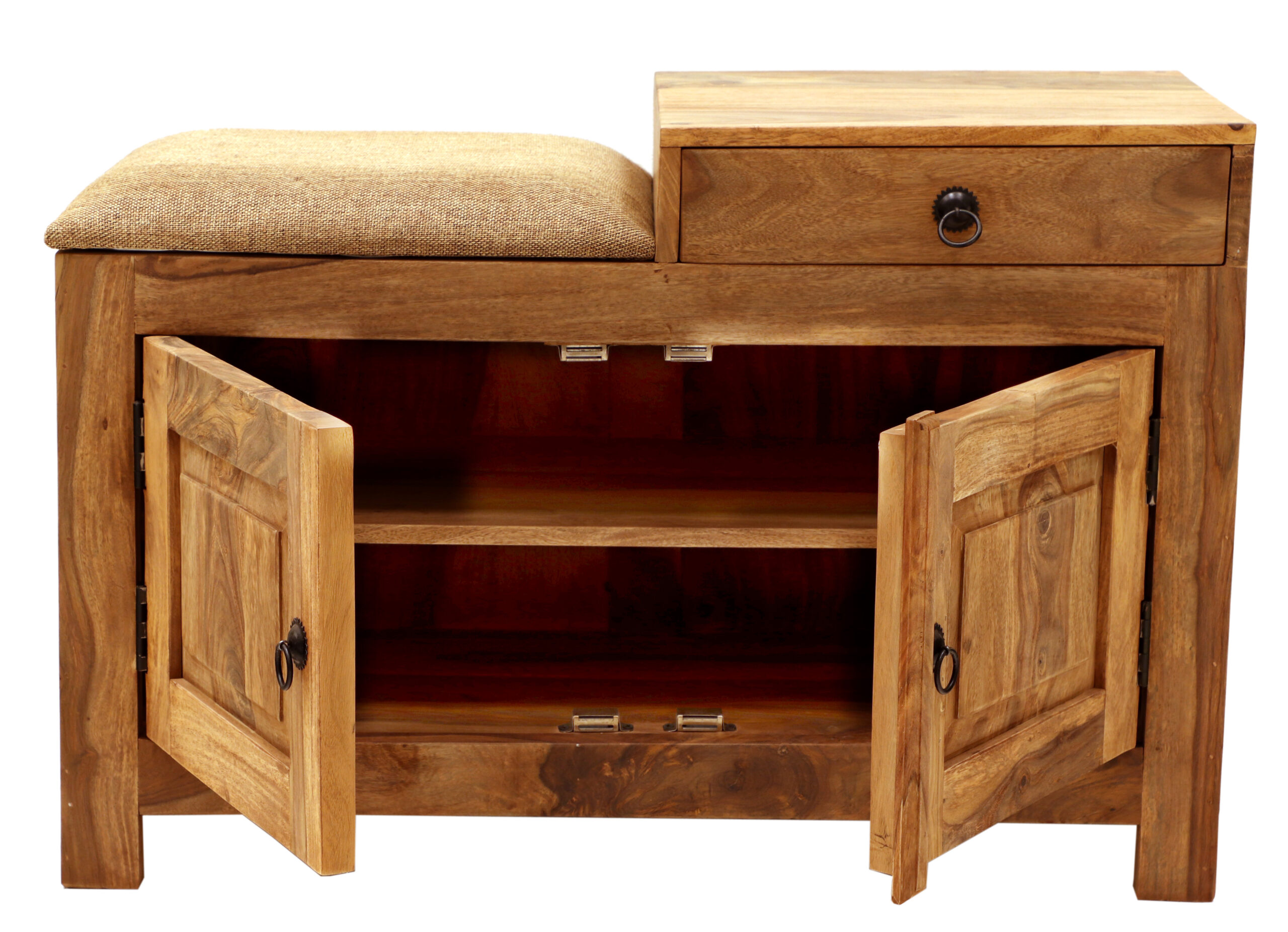 JALI Solid Sheesham Wood Shoe Cabinet | 90 × 40 × 60 cm | Natural | Elegant Hallway Storage - Image 4