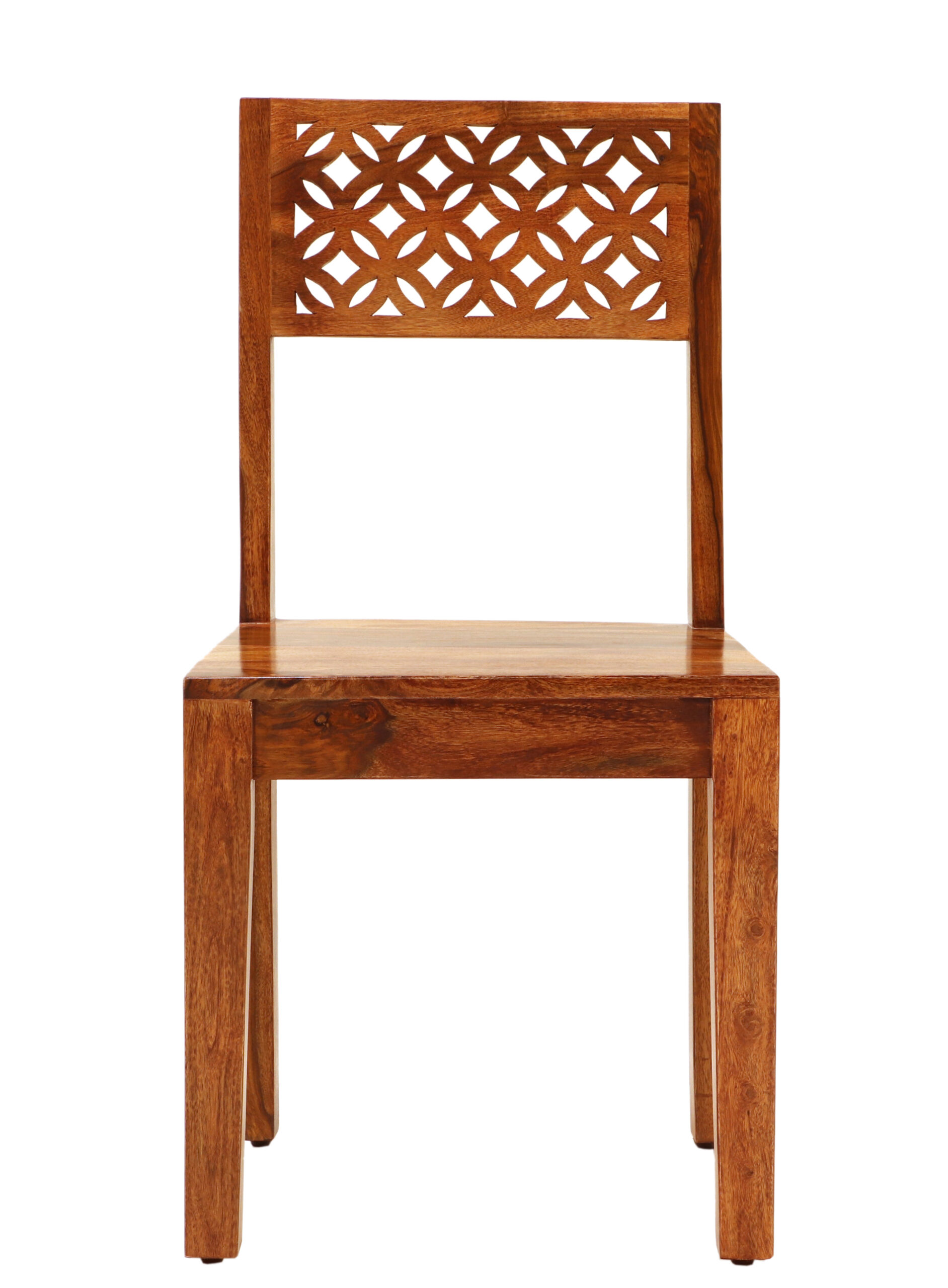 MIRA Solid Sheesham Wood Dining / Accent Chair | Natural | Sturdy Wooden Chair for Indian Interiors