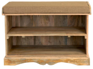 SITA Solid Mango Wood Shoe Cabinet  | 90 × 40 × 60 cm | Natural Finish | Elegant Entryway Storage