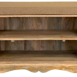 SITA Solid Mango Wood Shoe Cabinet  | 90 × 40 × 60 cm | Natural Finish | Elegant Entryway Storage