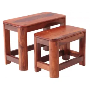 TINA Solid Sheesham Wood Side Table Set (2 pcs) | Naturall Finish | Elegant Occasional Tables