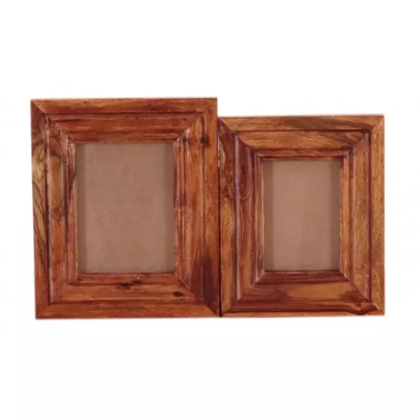 KALI Solid (Sheesham) Wood Photo Frame Set (2 pcs) | 31 × 26 cm & 24 × 20 cm | Natural Finish | Rustic Wall / Table Frames - Image 2