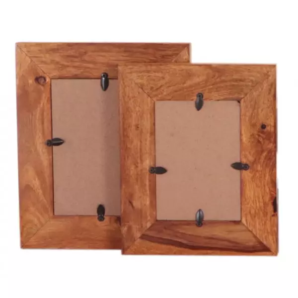 KALI Solid (Sheesham) Wood Photo Frame Set (2 pcs) | 31 × 26 cm & 24 × 20 cm | Natural Finish | Rustic Wall / Table Frames - Image 3