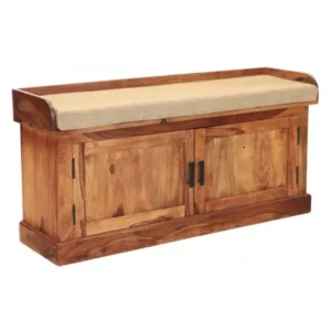 RAMI-Solid Sheesham Wood Shoe Cabinet  | 105 × 40 × 60 cm | Natural Finish | Elegant Entryway Storage