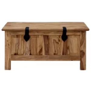RAMI Solid Sheesham Wood Storage Chest | 90 × 45 × 45 cm | Natural Finish | Multipurpose Wooden Trunk