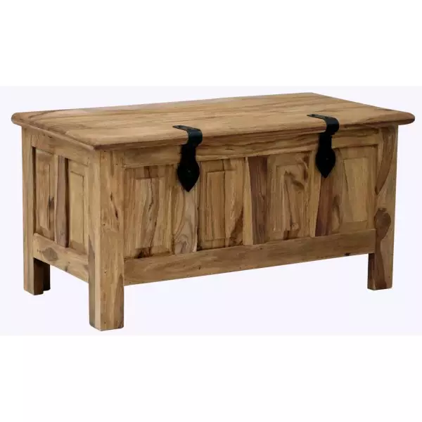 RAMI Solid Sheesham Wood Storage Chest | 90 × 45 × 45 cm | Natural Finish | Multipurpose Wooden Trunk - Image 2