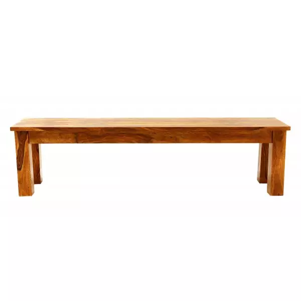 RAMI Solid Sheesham Wood Bench | 140 × 40 × 45 cm | Natural Finish | Elegant Seating Bench - Image 2