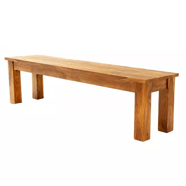 RAMI Solid Sheesham Wood Bench | 140 × 40 × 45 cm | Natural Finish | Elegant Seating Bench - Image 3