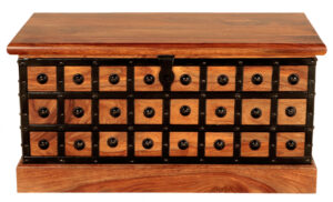 JALI Solid Sheesham Wood Storage Chest | 90 × 45 × 45 cm |  Natural Finish | Classic Wooden Trunk / Chest