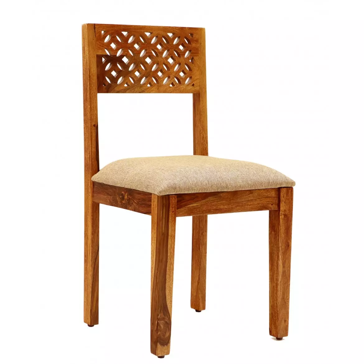 MIRA Solid (Sheesham) Wood Chair with Padded Seat Dining / Accent Chair, Natural Finish