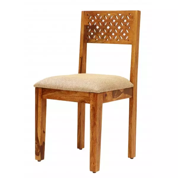 MIRA Solid (Sheesham) Wood Chair with Padded Seat Dining / Accent Chair, Natural Finish - Image 3