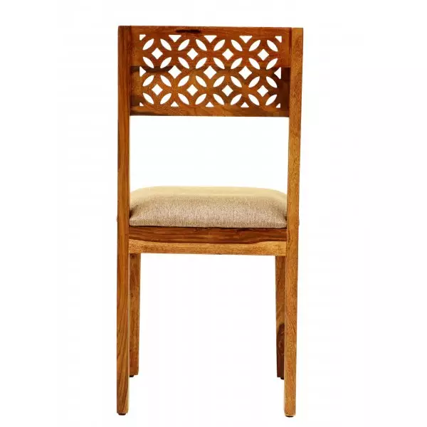 MIRA Solid (Sheesham) Wood Chair with Padded Seat Dining / Accent Chair, Natural Finish - Image 4