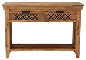 MIRA Solid Sheesham Wood Console Table | 110 × 35 × 76 cm | Natural Finish | Elegant Hall / Entry Accent Table