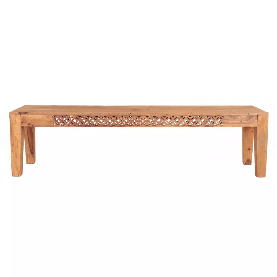 MIRA 175 × 40 cm Solid Indian (Sheesham) Wood Bench Rustic Wooden Dining / Entry Bench,Natural Finish
