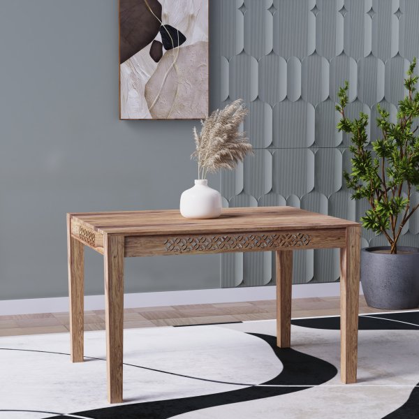 MIRA 120×90 cm Solid Indian (Sheesham) Wood Dining Table Rectangular Premium Dining Table, Natural Finish - Image 4