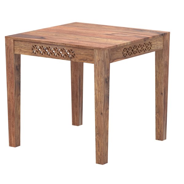 MIRA 80 × 80 cm Solid Indian (Sheesham) Wood Dining Table Premium Square Dining Table, Natural Finish - Image 3