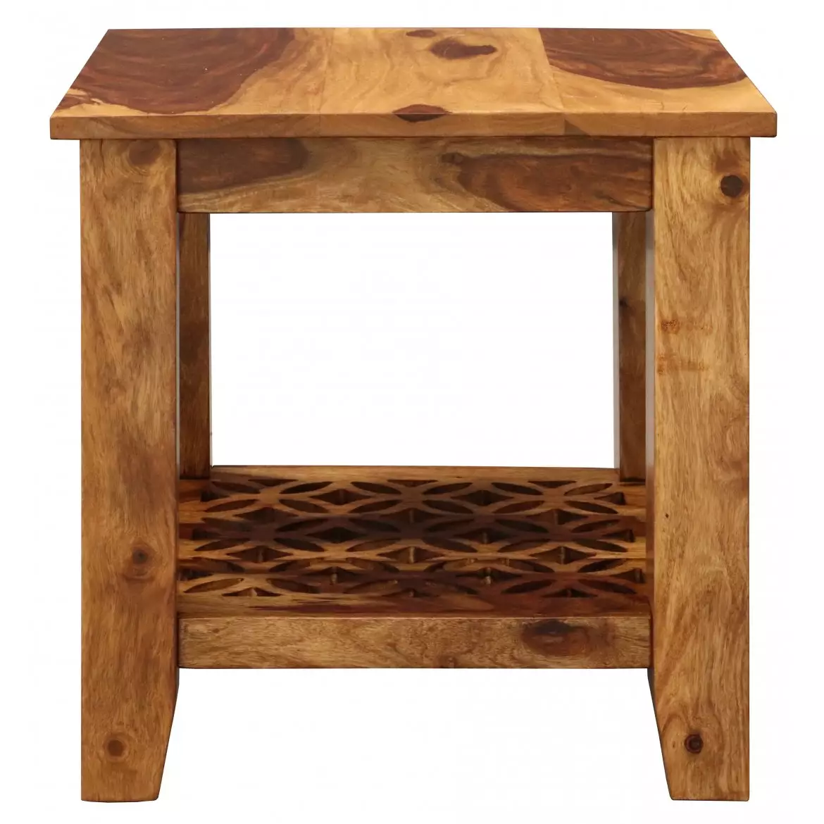 MIRA 45×45×45 cm Solid Indian (Sheesham) Wood Side/ End Table Solid Wood Accent Table,Natural Finish