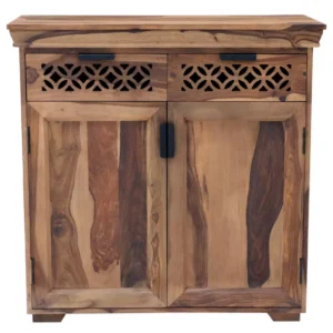 MIRA 90×90×45 cm Solid Indian (Sheesham) Wood Cabinet / Sideboard Robust Storage Furniture,  / Natural Finish