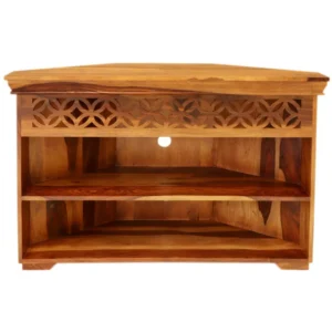 MIRA 110×70×50 cm Solid Indian (Sheesham) Wood Corner/TV Table  Natural Finish