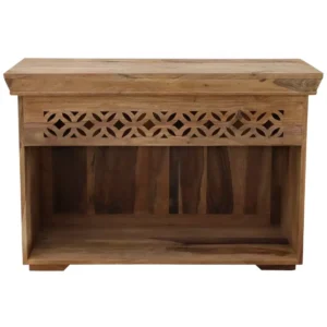 MIRA 90×60×40 cm Solid Indian (Sheesham) Wood Shoe Cabinet / Storage Bench  Rustic Shoe Rack & Entryway Storage,Natural Finish