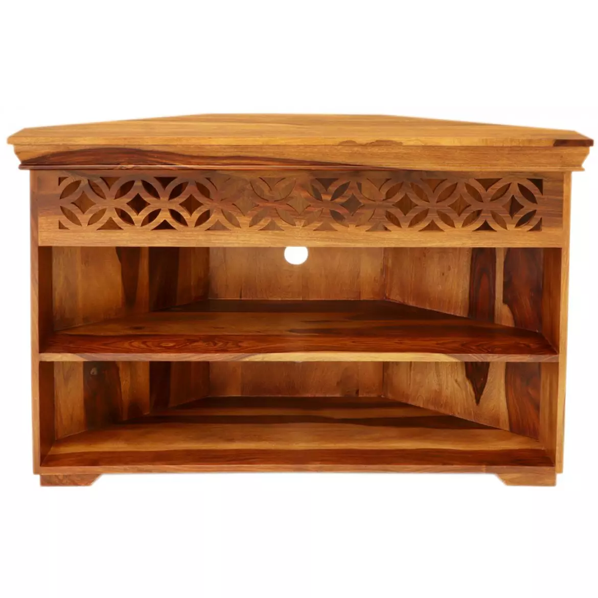 MIRA 110×70×50 cm Solid Indian (Sheesham) Wood Corner/TV Table Natural Finish