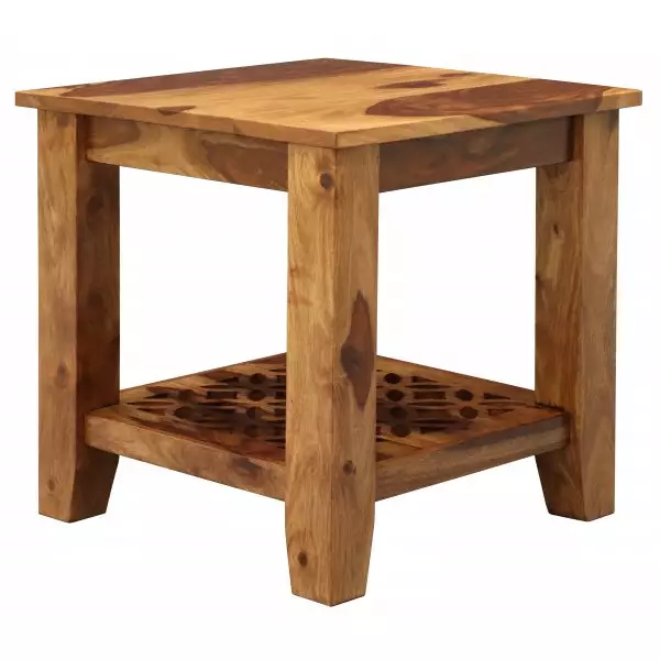 MIRA 45×45×45 cm Solid Indian (Sheesham) Wood Side/ End Table Solid Wood Accent Table,Natural Finish - Image 2