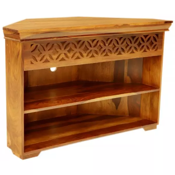 MIRA 110×70×50 cm Solid Indian (Sheesham) Wood Corner/TV Table Natural Finish - Image 2