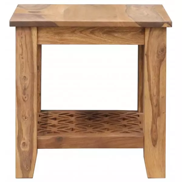 MIRA 45×45×45 cm Solid Indian (Sheesham) Wood Side/ End Table Solid Wood Accent Table,Natural Finish - Image 3