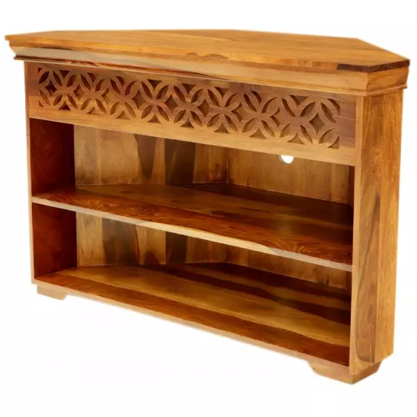 MIRA 110×70×50 cm Solid Indian (Sheesham) Wood Corner/TV Table Natural Finish - Image 3