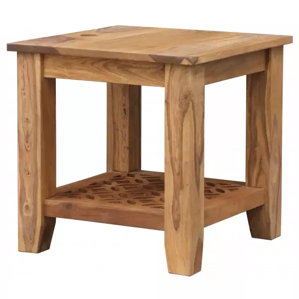 MIRA 45×45×45 cm Solid Indian (Sheesham) Wood Side/ End Table Solid Wood Accent Table,Natural Finish - Image 4