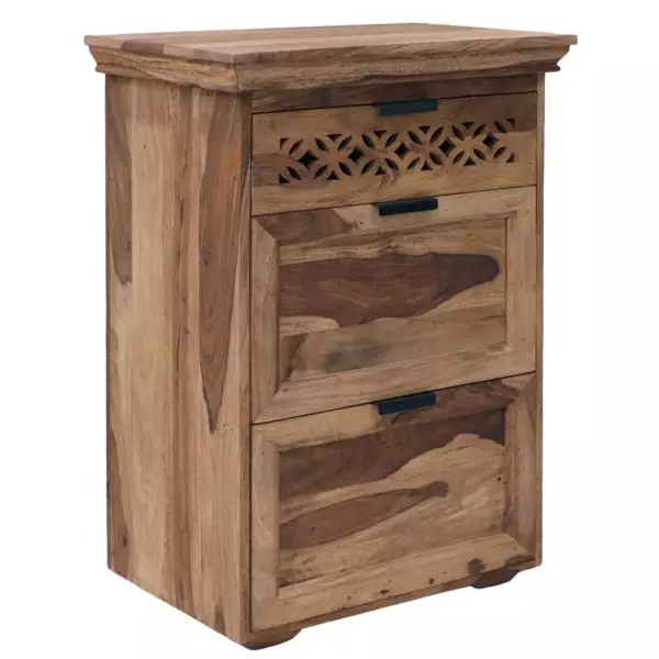 MIRA 60×90×45 cm Solid Indian (Sheesham) Wood Cabinet / Storage Cupboard Compact Wooden Cabinet, Natural-Finish - Image 2