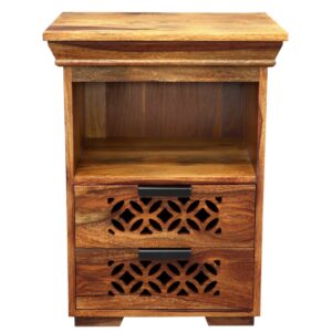 MIRA 45×60×40 cm Solid Indian (Sheesham) Wood Side / Bedside Table  Compact Accent Table, Natural Finish