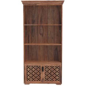 MIRA 90×180×35 cm Solid Indian (Sheesham) Wood Bookshelf Tall Wooden Bookcase / Storage Shelf, Natural Finish