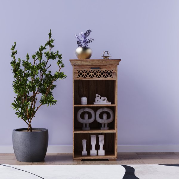 MIRA 60×120×45 cm Solid Indian(Sheesham) Wood Bookshelf Compact Wooden Bookcase / Storage Shelf / Natural Finish - Image 4
